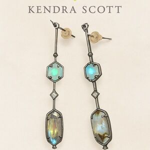 Kendra Scott Mary Gene Abalone Drop Earrings Gun Metal